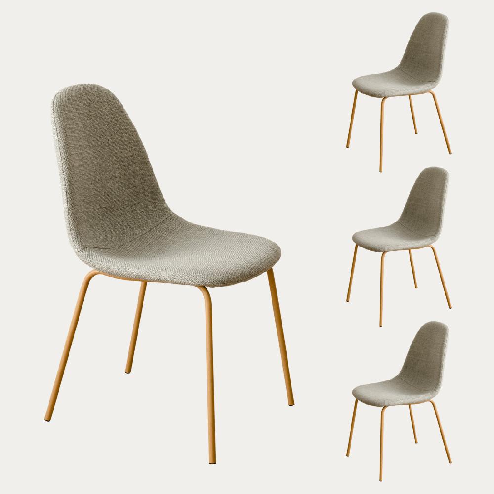 kenay home Pack 4 sillas tapizadas gris