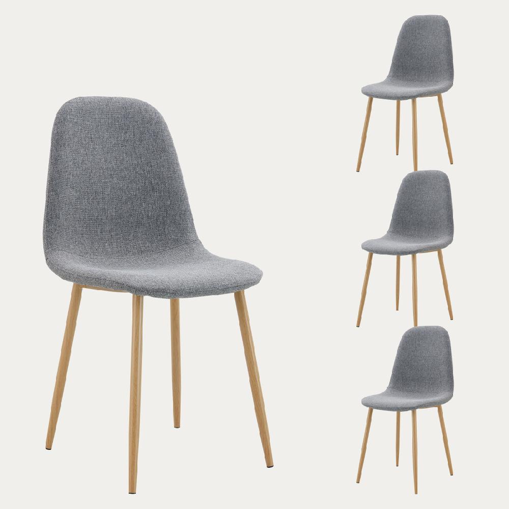 kenay home Pack 4 sillas tapizadas gris