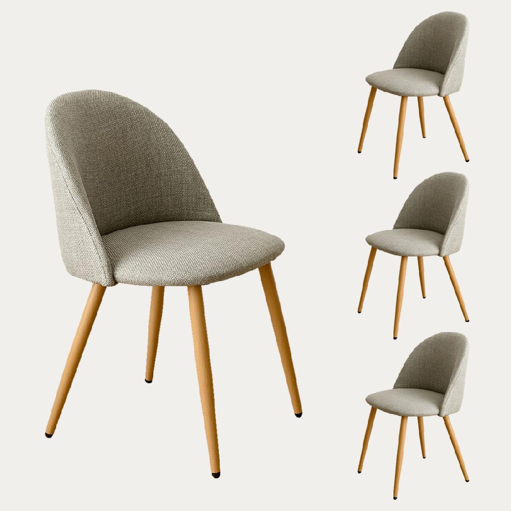 kenay home Pack 4 sillas tapizadas gris