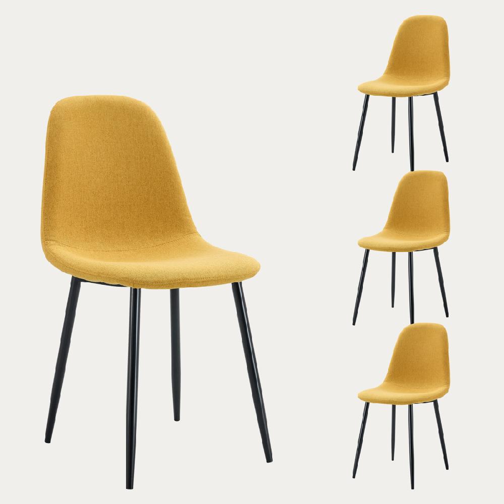 kenay home Pack 4 sillas tapizadas mostaza