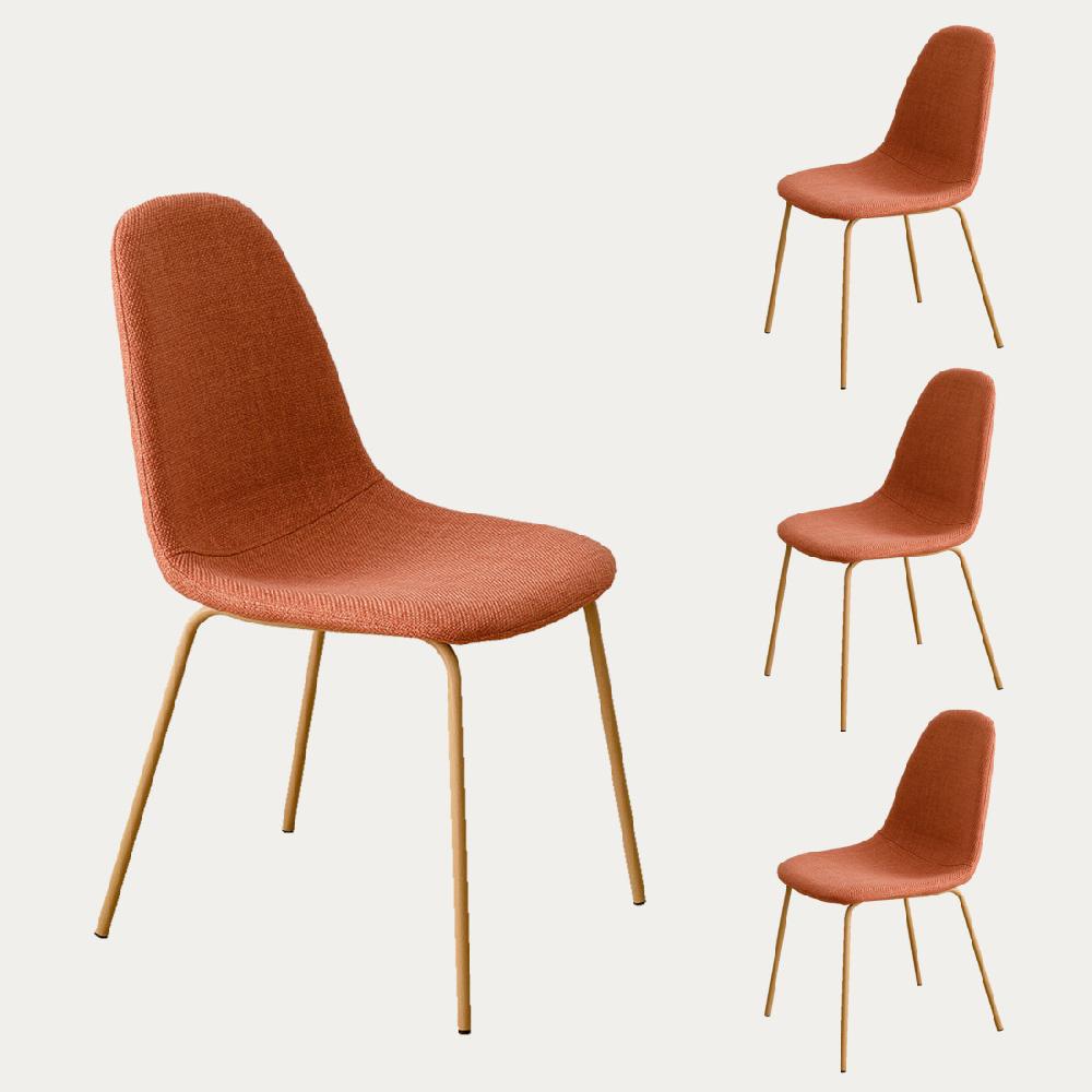 kenay home Pack 4 sillas tapizadas terracota