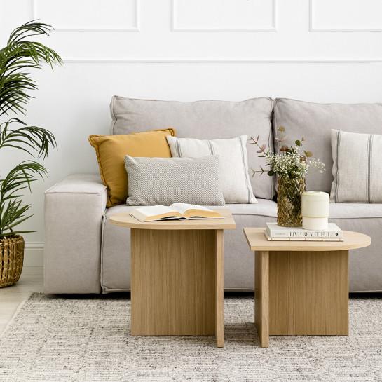 Kenay Home Set Mesas De Centro Ovaladas Natural