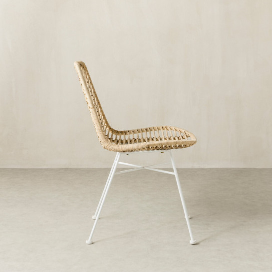 Kenay Home Silla Ratán Natural Patas Blancas