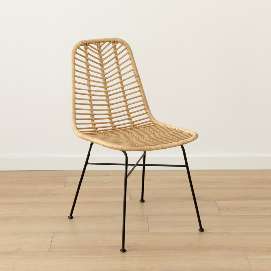 Kenay Home Silla Ratán Natural Patas Negras