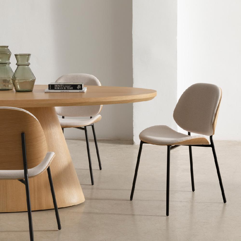 kenay home Silla tapizada beige chapa de roble
