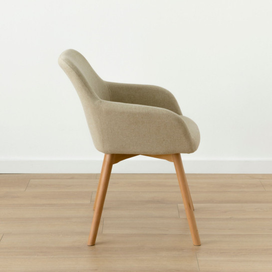 Kenay Home Silla Tapizada Beige Patas Madera