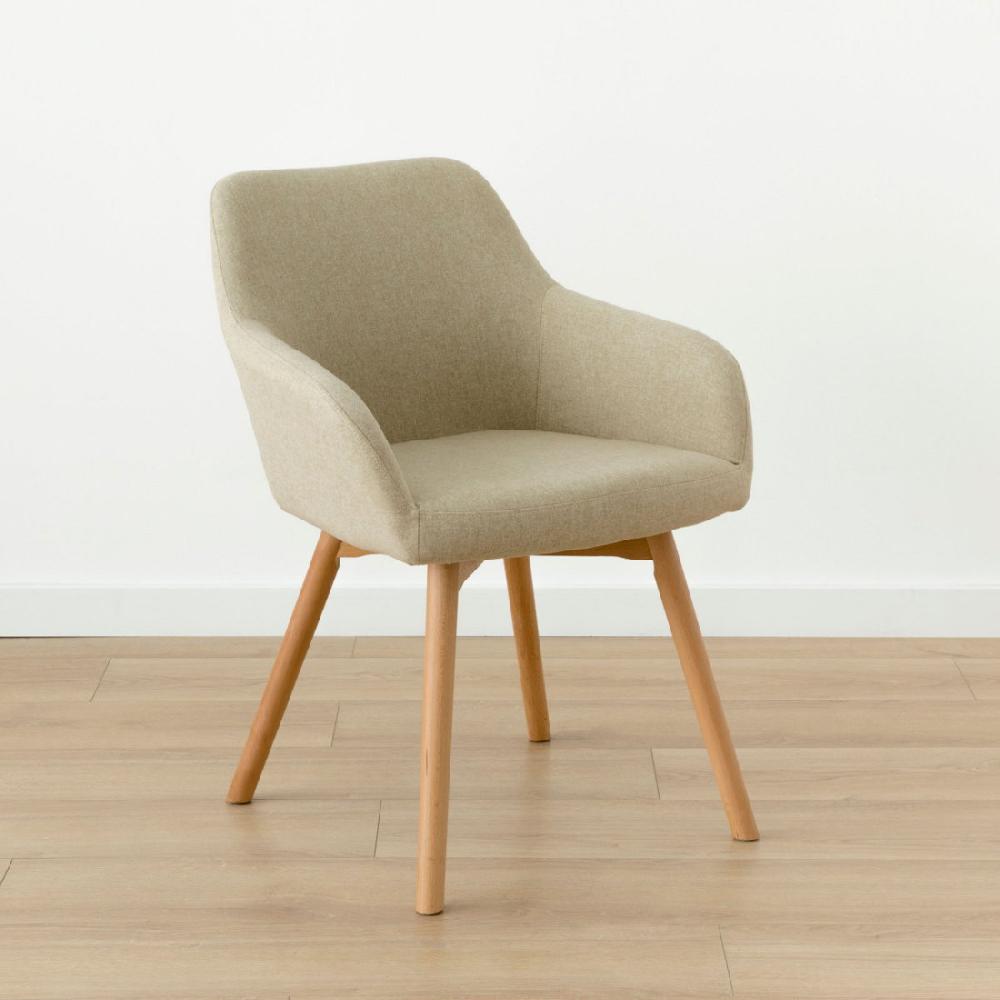 kenay home Silla tapizada beige patas madera