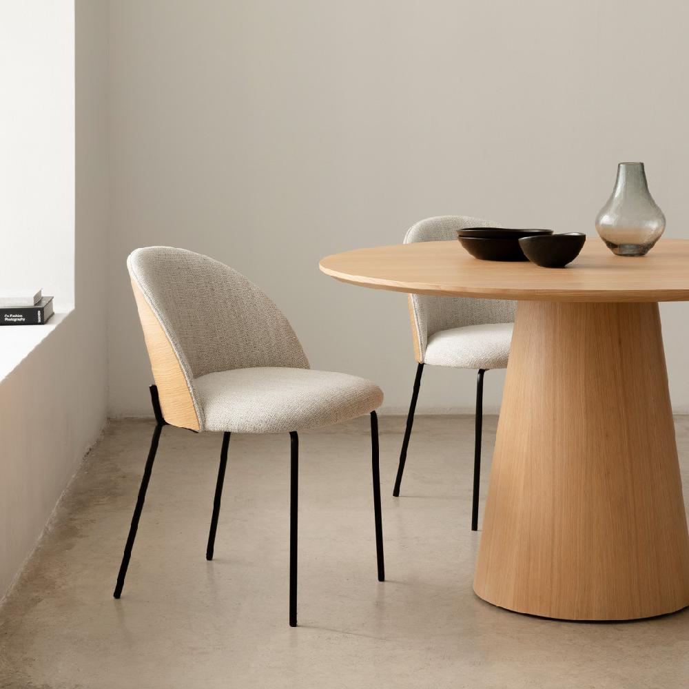 kenay home Silla tapizada gris chapa de roble