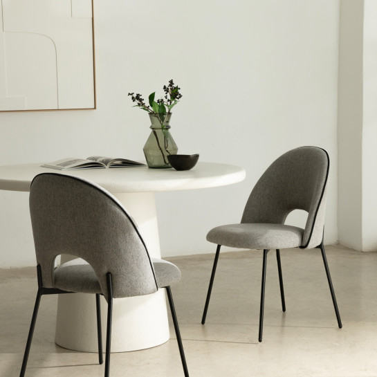 Kenay Home Silla Tapizada Gris Ribete Negro