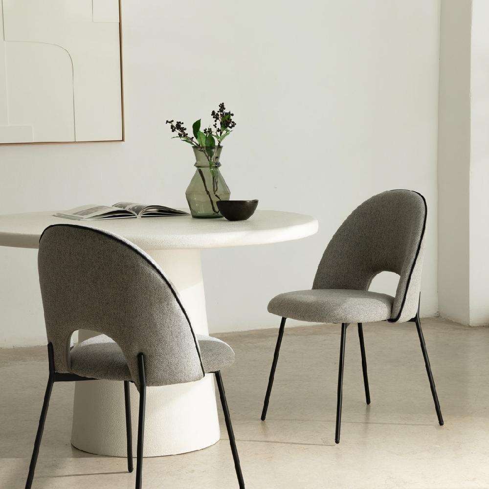 kenay home Silla tapizada gris ribete negro