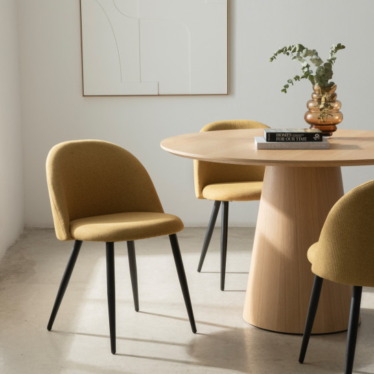 Kenay Home Silla Tapizada Mostaza Con Pata Negra