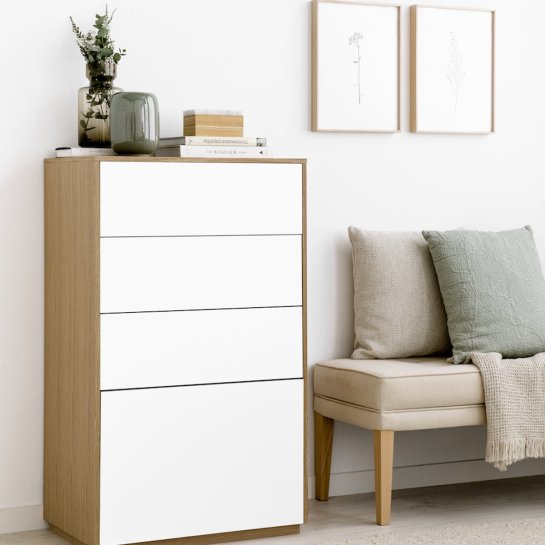 Kenay Home Sinfonier Blanco Y Roble 4 Cajones