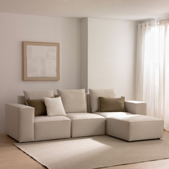 Kenay Home Sofá 3 Plazas + Puf Perla