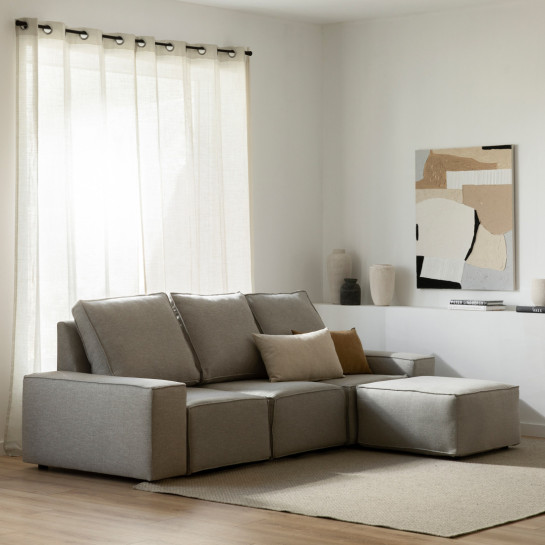 Kenay Home Sofá 3 Plazas + Puf Perla