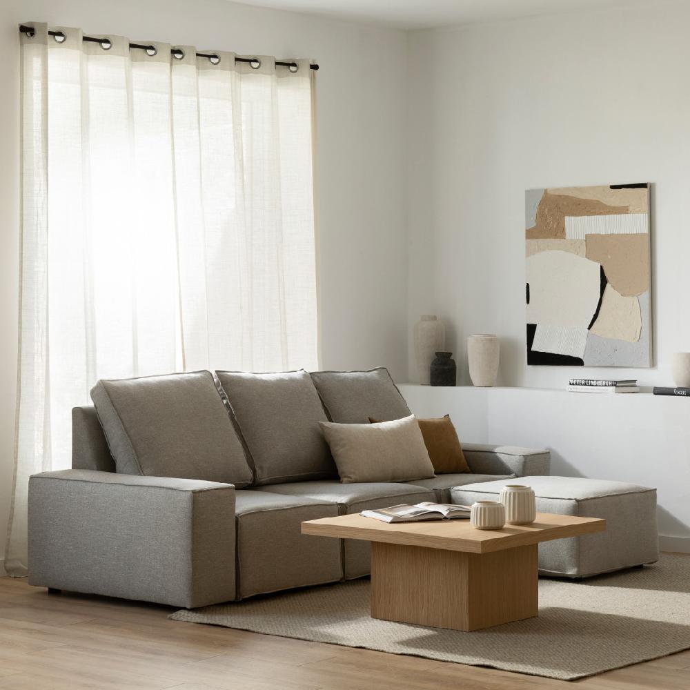 kenay home Sofá 3 plazas + puf perla