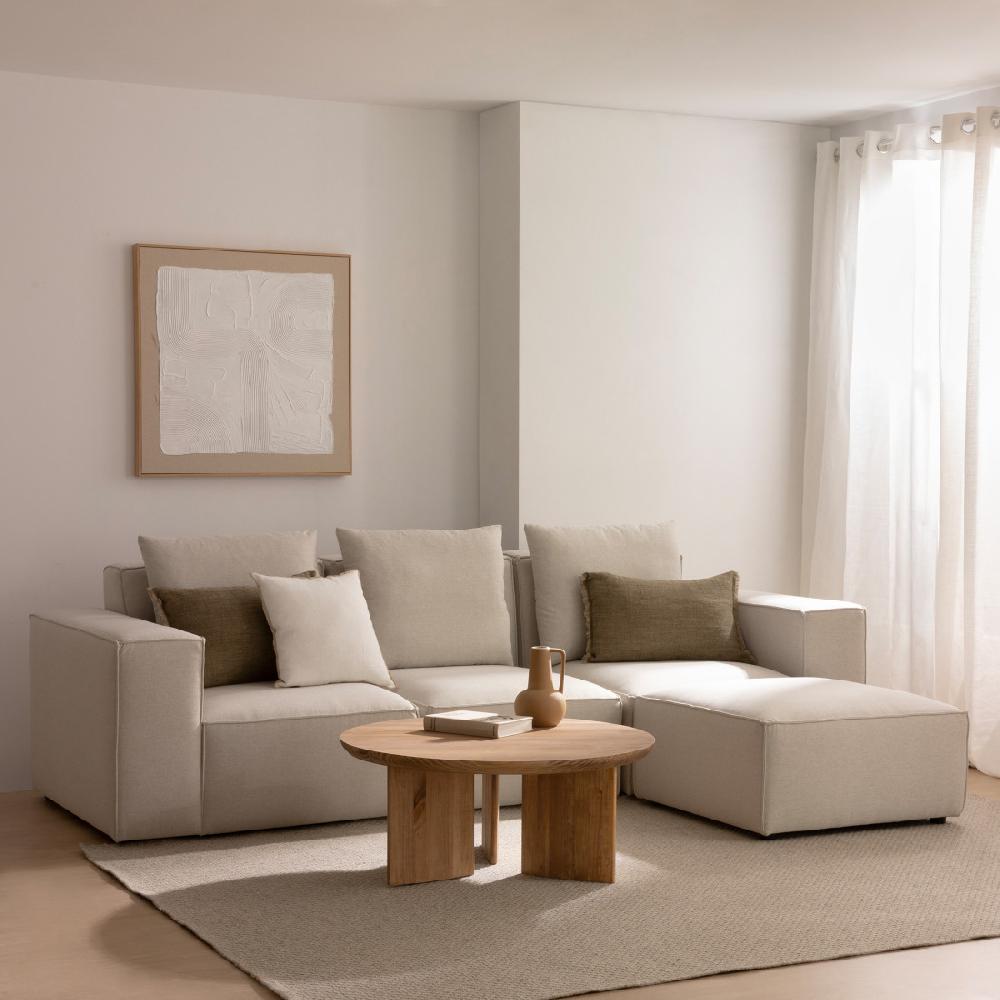 kenay home Sofá 3 plazas + puf perla