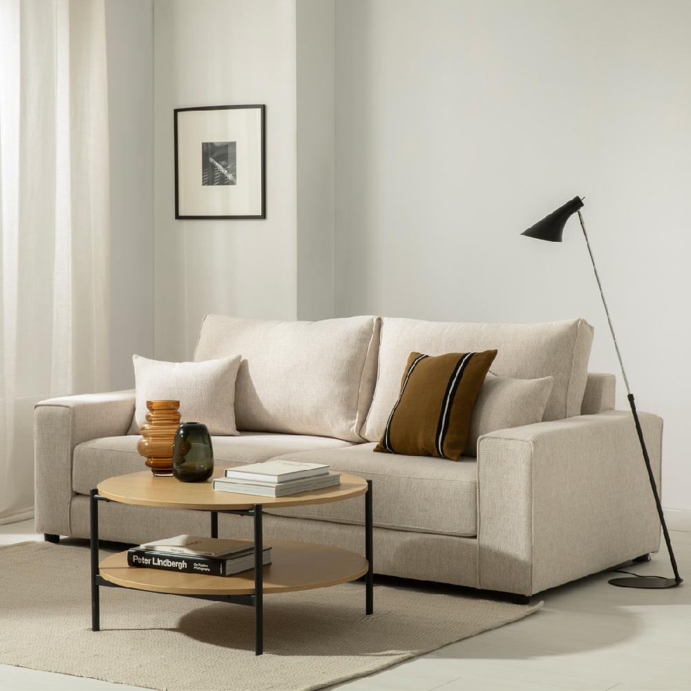 kenay home Sofá 3 plazas tapizado beige