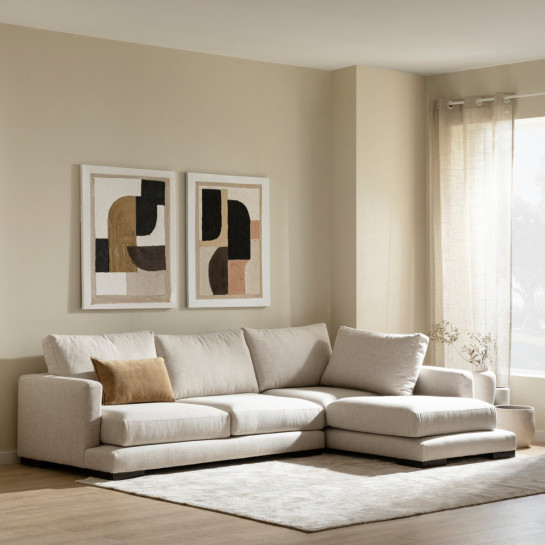 Kenay Home Sofá Beige Chaise Mediana Derecha
