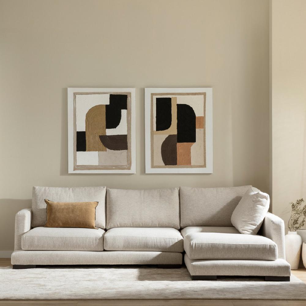 kenay home Sofá beige chaise mediana derecha