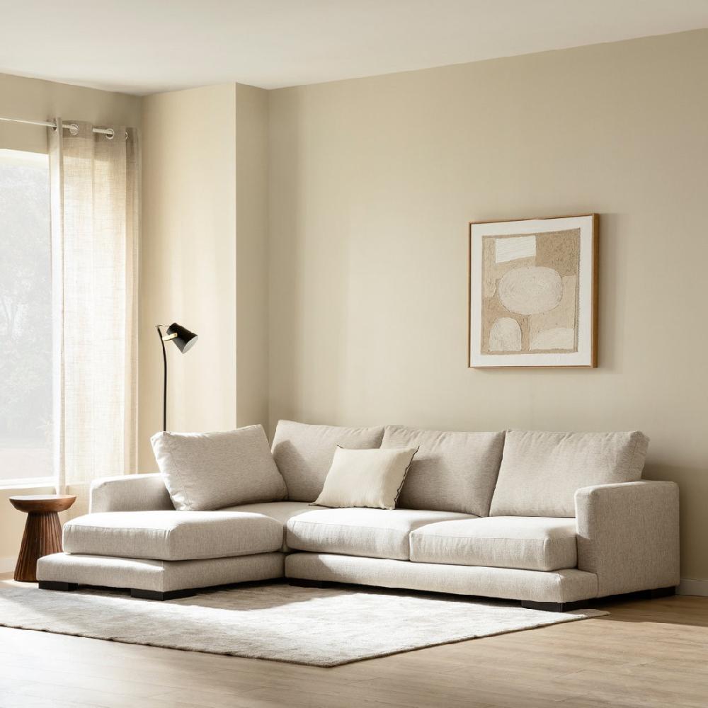 kenay home Sofá beige chaise mediana izquierda