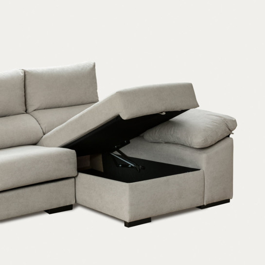 Kenay Home Sofá Con Arcón Chaise Derecha Perla