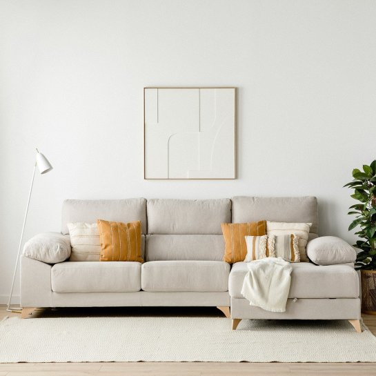 Kenay Home Sofá Con Arcón Chaise Derecha Perla