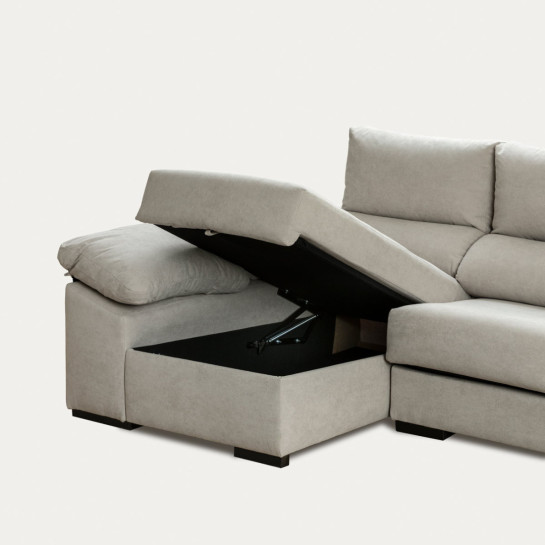 Kenay Home Sofá Con Arcón Chaise Izquierda Perla