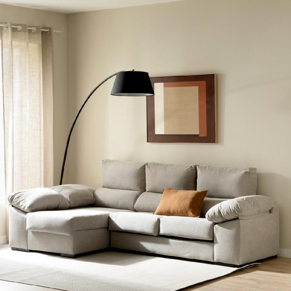 kenay home Sofá con arcón chaise izquierda perla