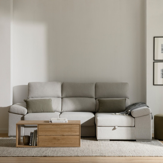 Kenay Home Sofá Gris Chaise Derecha