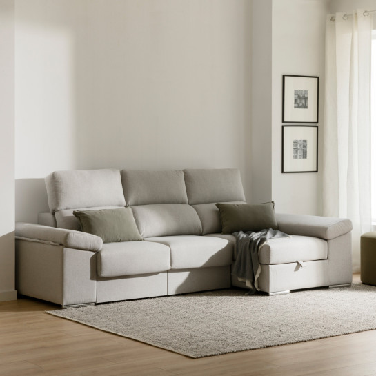 Kenay Home Sofá Gris Chaise Derecha