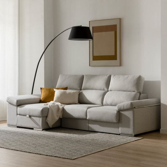 Kenay Home Sofá Gris Chaise Izquierda