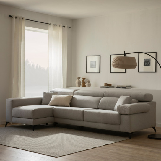 Kenay Home Sofá Gris Claro Chaise Izquierda
