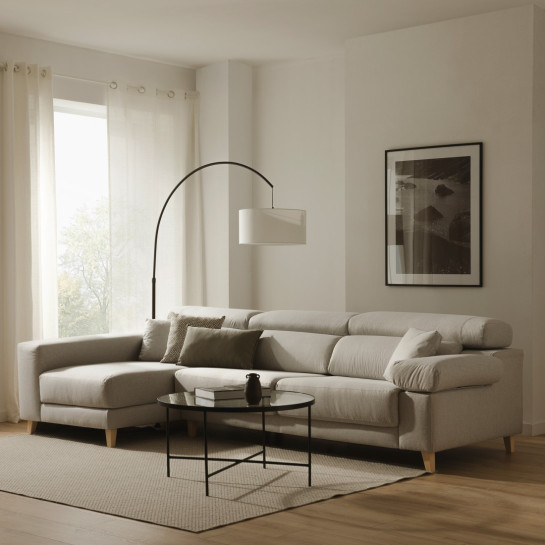 Kenay Home Sofá Gris Claro Chaise Izquierda