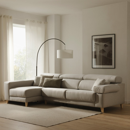 Kenay Home Sofá Gris Claro Chaise Izquierda