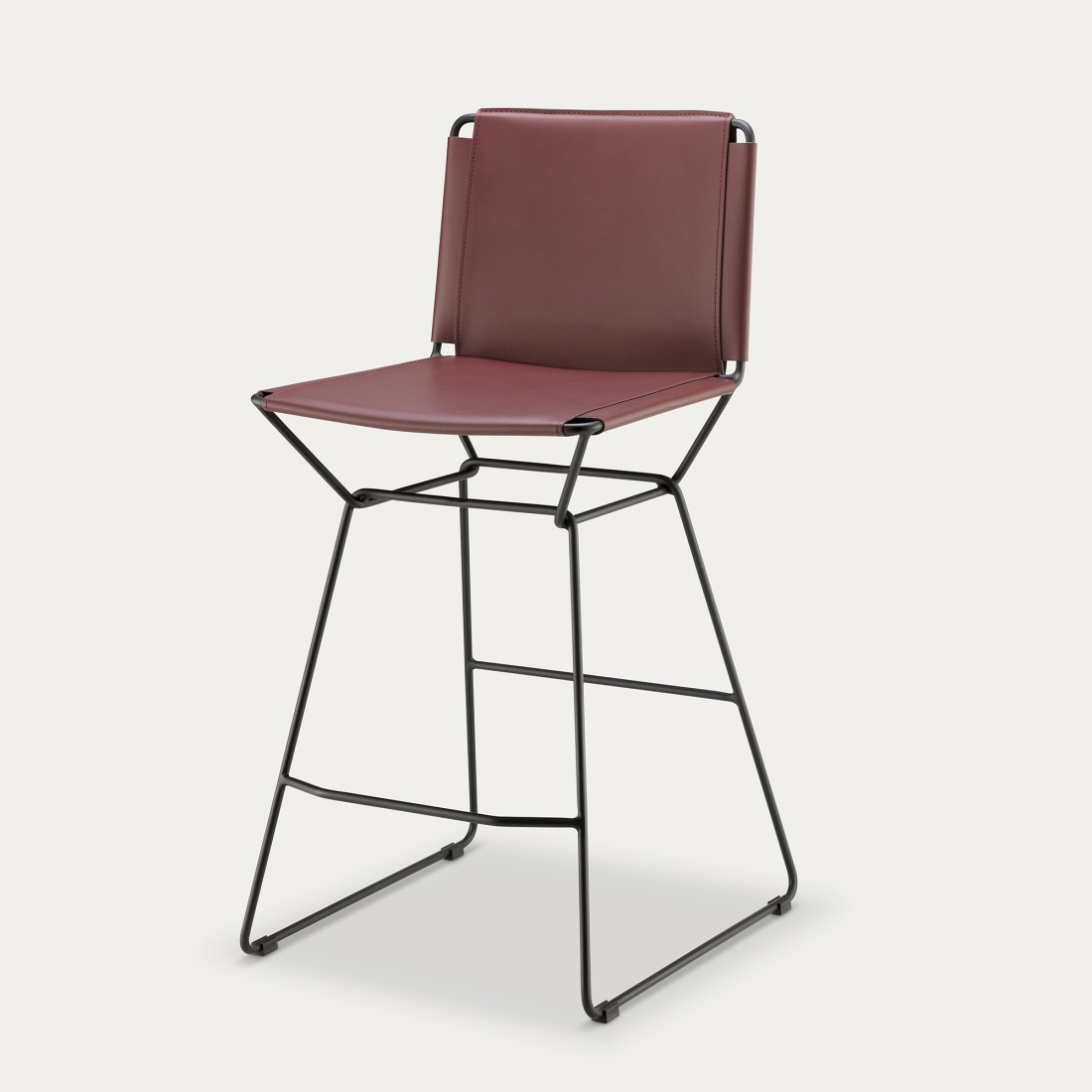 kenay home Taburete piel burdeos