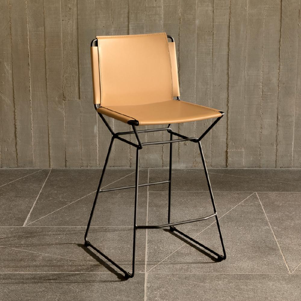 kenay home Taburete piel camel