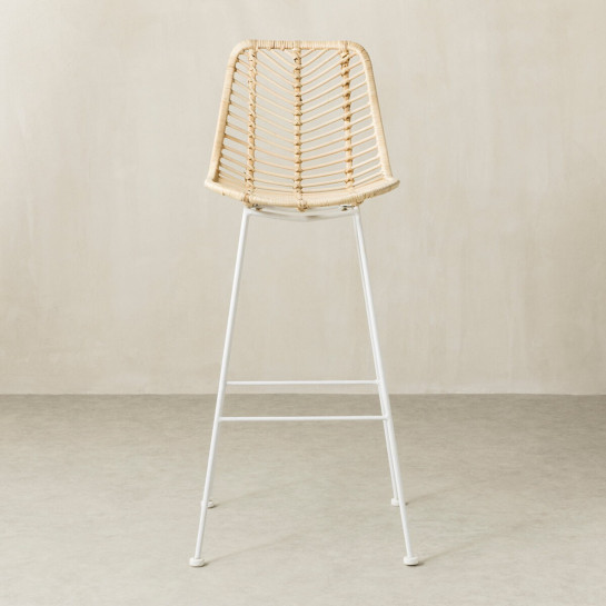 Kenay Home Taburete Ratán Patas Blancas