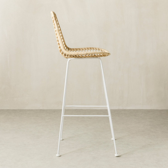 Kenay Home Taburete Ratán Patas Blancas