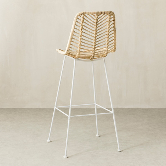 Kenay Home Taburete Ratán Patas Blancas