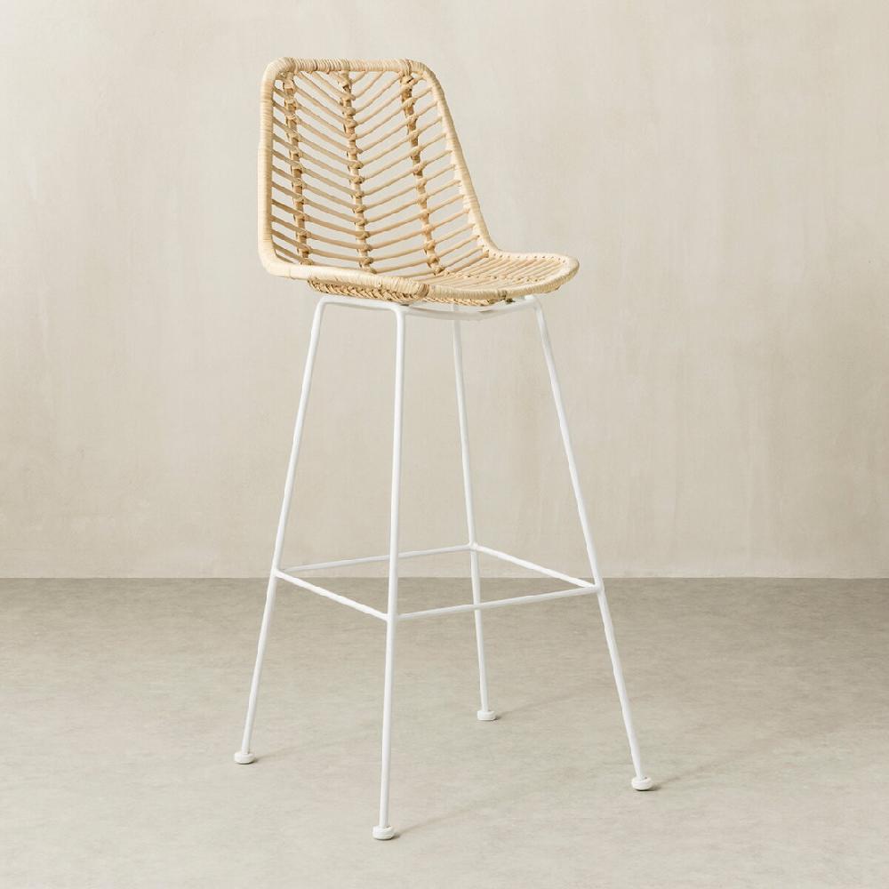 kenay home Taburete ratán patas blancas