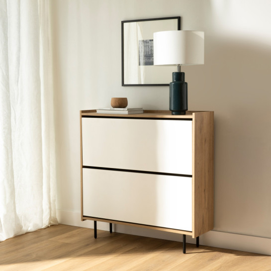 Kenay Home Zapatero Blanco Y Natural