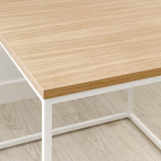 Kenay Home Mesa Auxiliar Cuadrada Natural Blanca 55