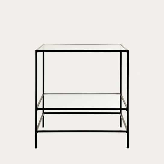 Kenay Home Mesa Auxiliar Cuadrada Negra Y Cristal 50
