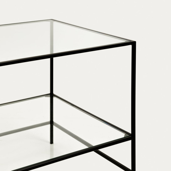 Kenay Home Mesa Auxiliar Cuadrada Negra Y Cristal 50