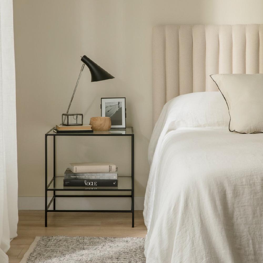 kenay home Mesa auxiliar cuadrada negra y cristal 50