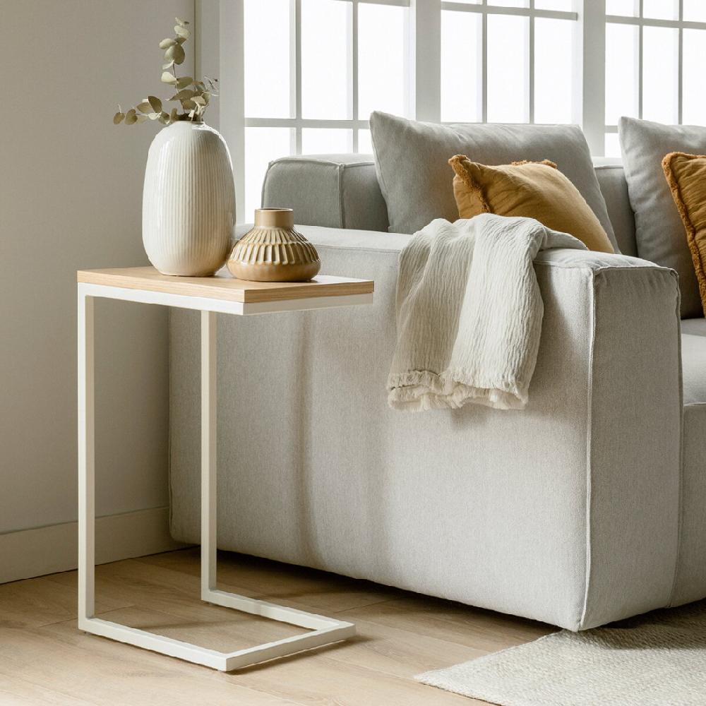 kenay home Mesa auxiliar rectangular natural-blanca 40