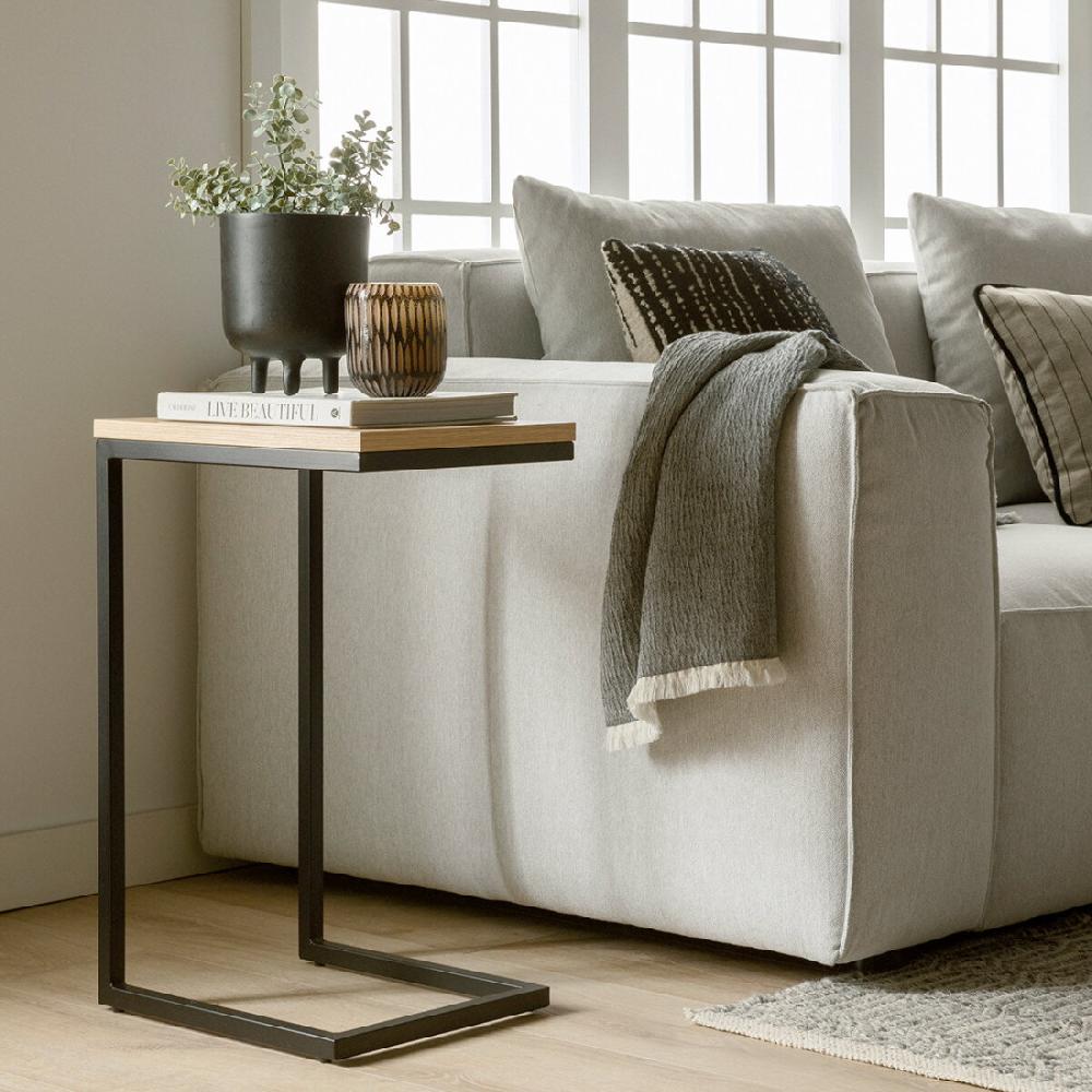 kenay home Mesa auxiliar rectangular natural-negra 40