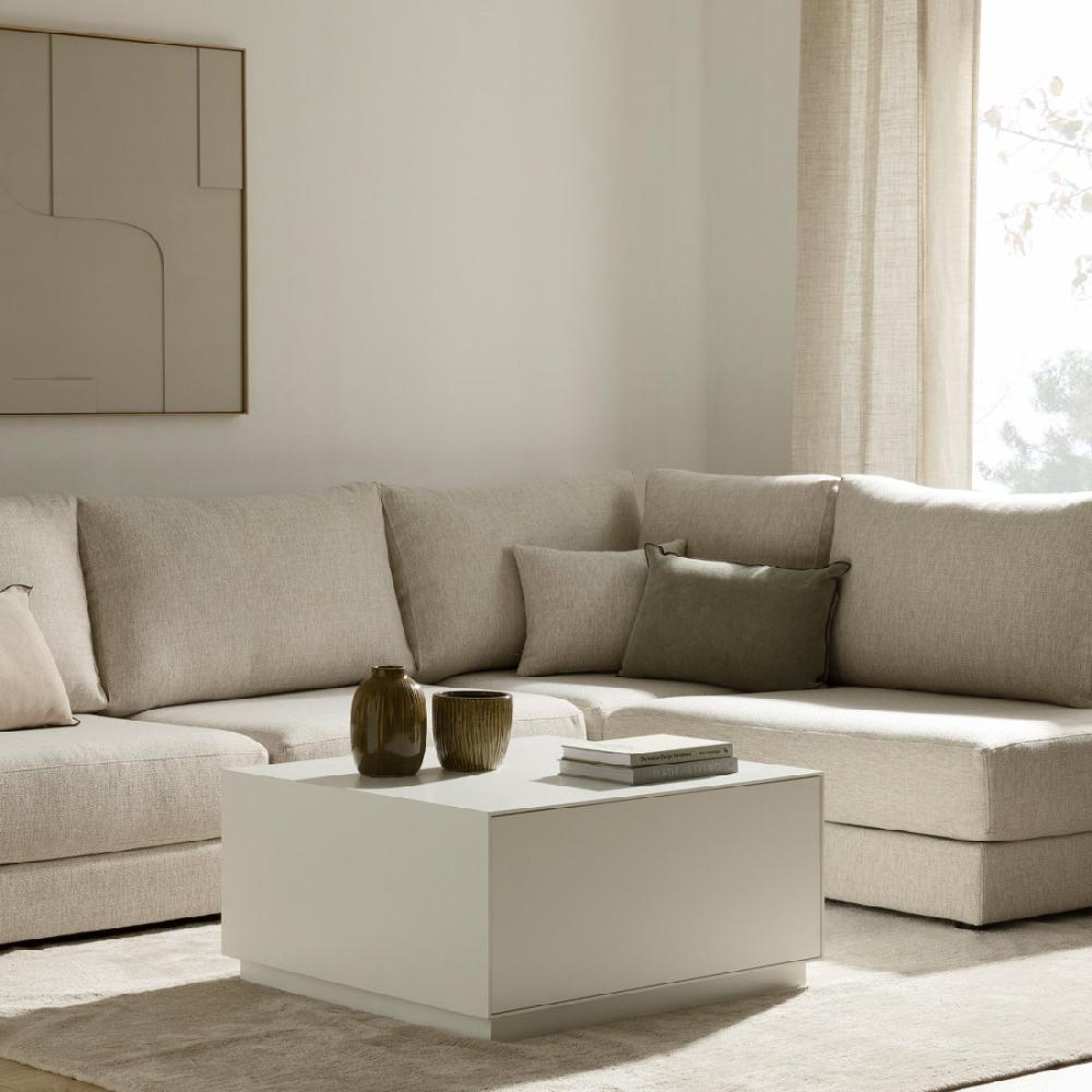 kenay home Mesa de centro cuadrada con cajón blanca 80