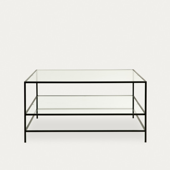 Kenay Home Mesa De Centro Cuadrada Negra Y Cristal 90