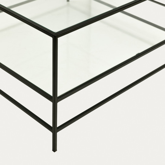 Kenay Home Mesa De Centro Cuadrada Negra Y Cristal 90